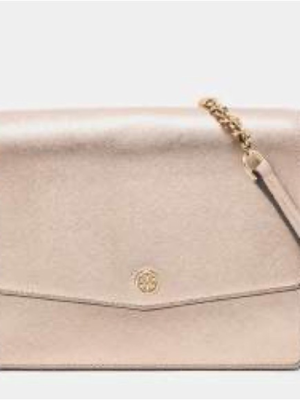 Tory Burch Robinson Chain Wallet Crossbody Rose Gold Metallic Saffiano Leather View 2